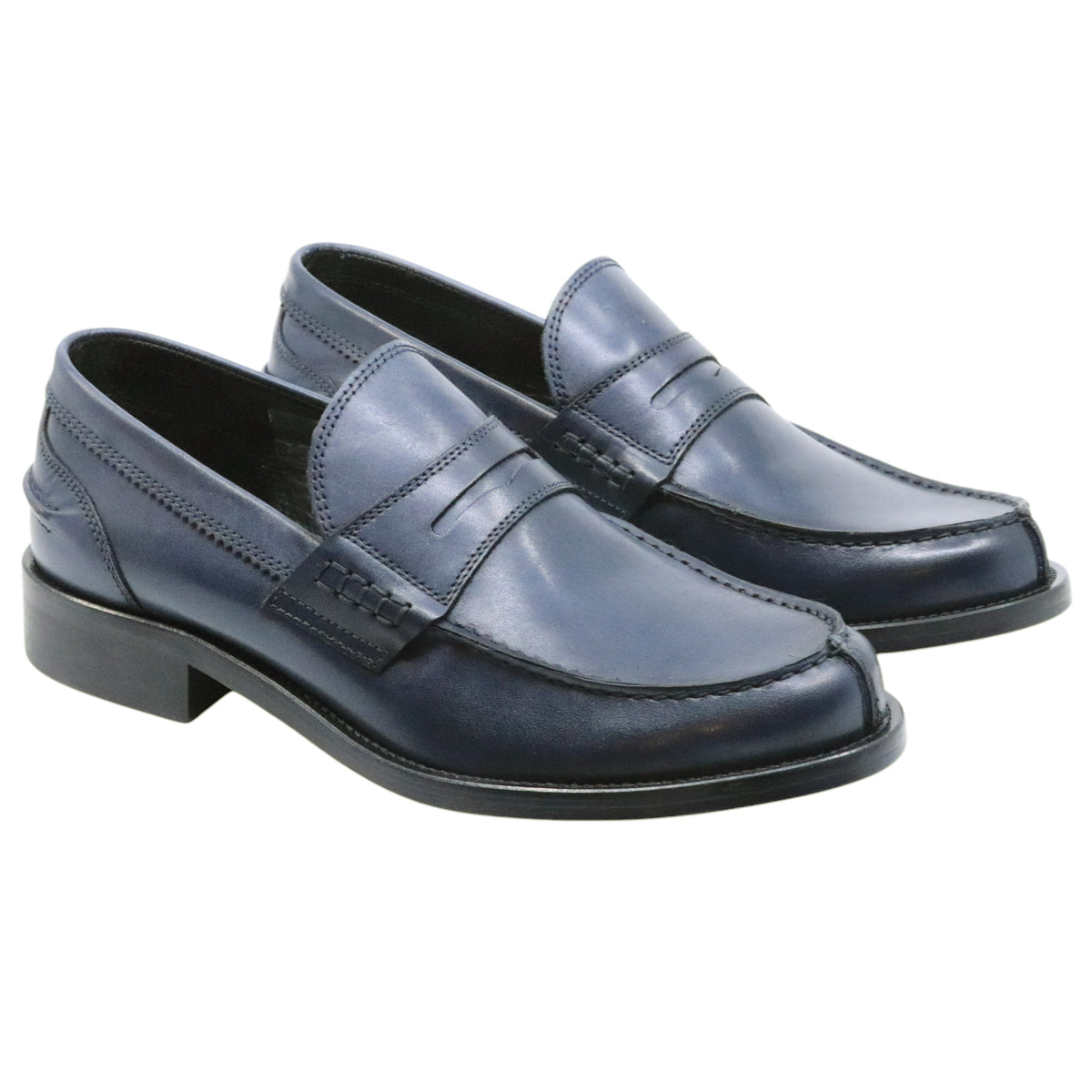 Antica Cuoieria 14566 Zurigo Blu mocassino uomo in pelle blu Made in Italy 
