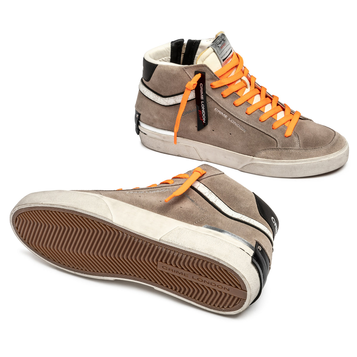 Crime London 11171 Skate Recut High sneaker uomo camoscio beige 
