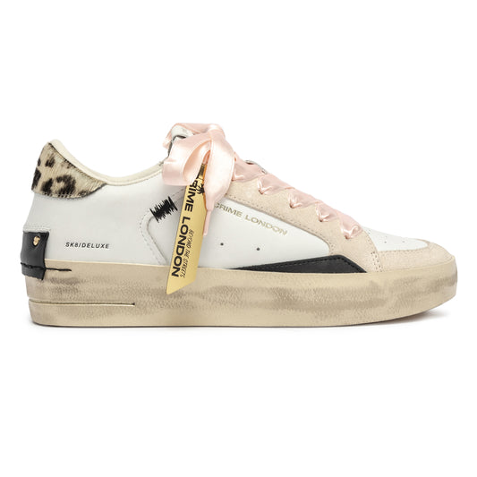 Crime London 25191 Skate Wed sneaker donna in pelle bianca 