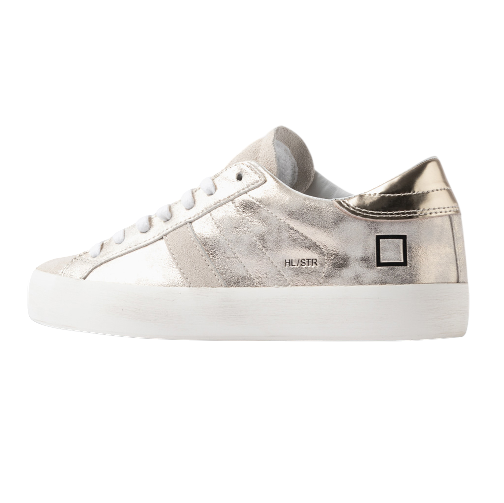 D.A.T.E. Hill Low Stardust Platinum HL-ST-PL sneaker donna in morbida pelle platino 