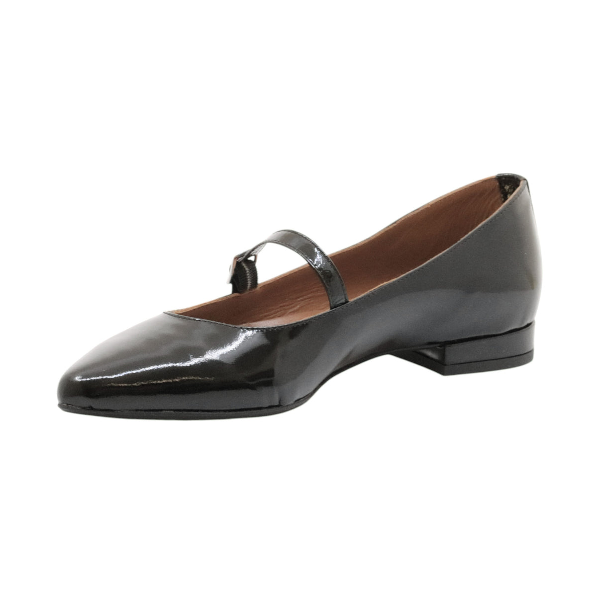 Jaffè 605 T Vernice Nera ballerina donna in pelle con cinturino 