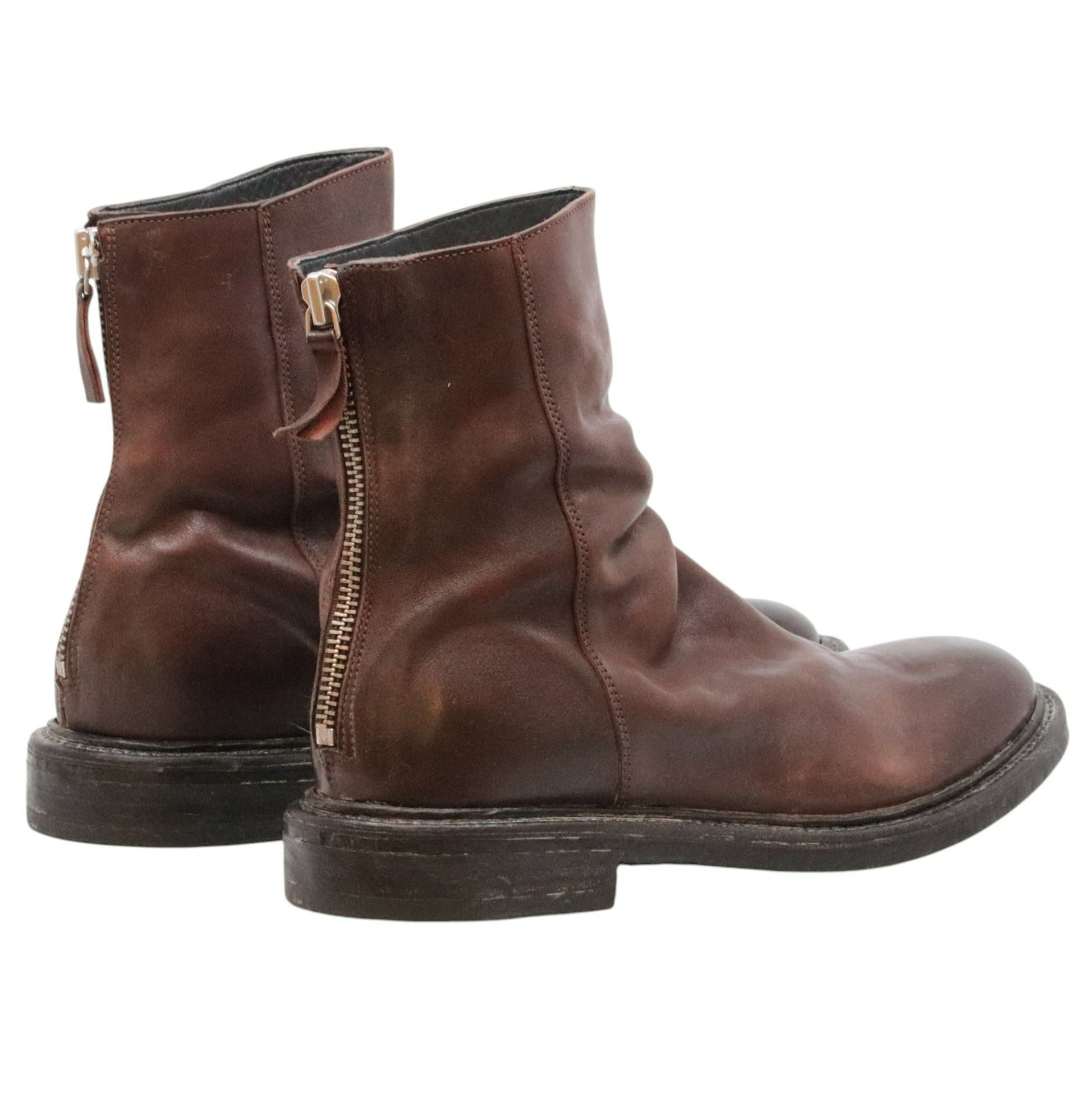 MOMA 50304C stivaletto uomo in pelle marrone tinta in capo con zip 