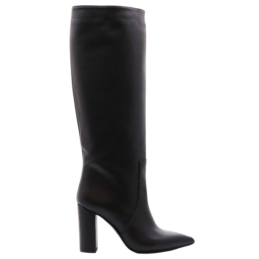 Ranyé 1000 Vitello Nero stivale donna in pelle nera tacco 9 cm 