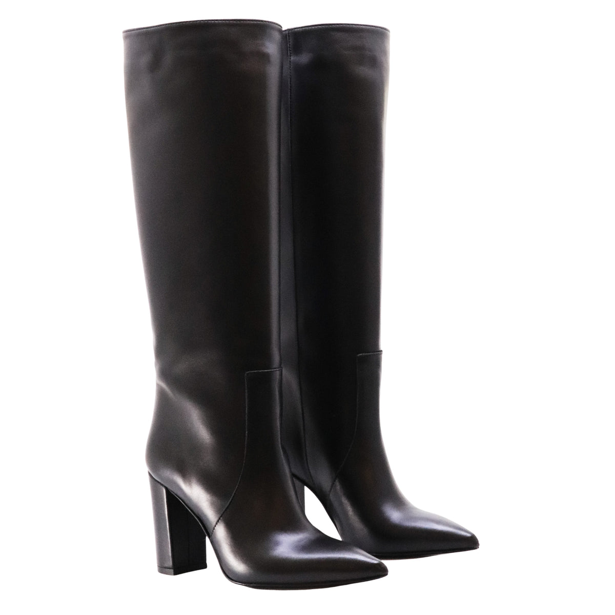 Ranyé 1000 Vitello Nero stivale donna in pelle nera tacco 9 cm 