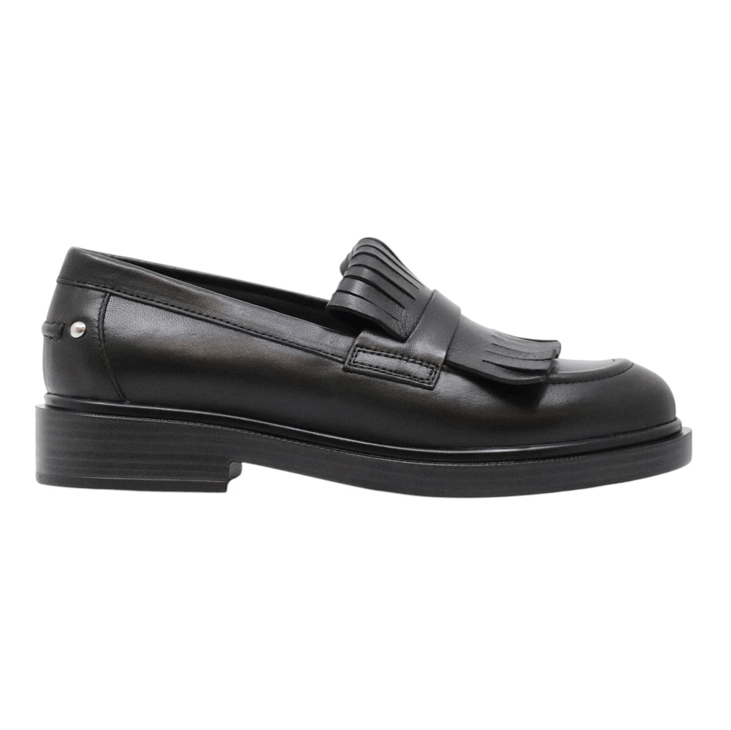 Triver Flight 709-33 Glove Nero mocassino donna in pelle nera con frange 