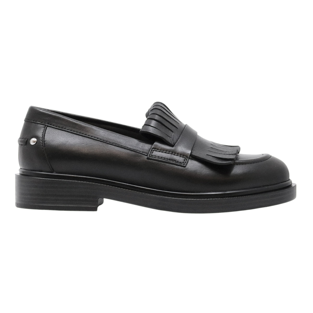 Triver Flight 709-33 Glove Nero mocassino donna in pelle nera con frange 
