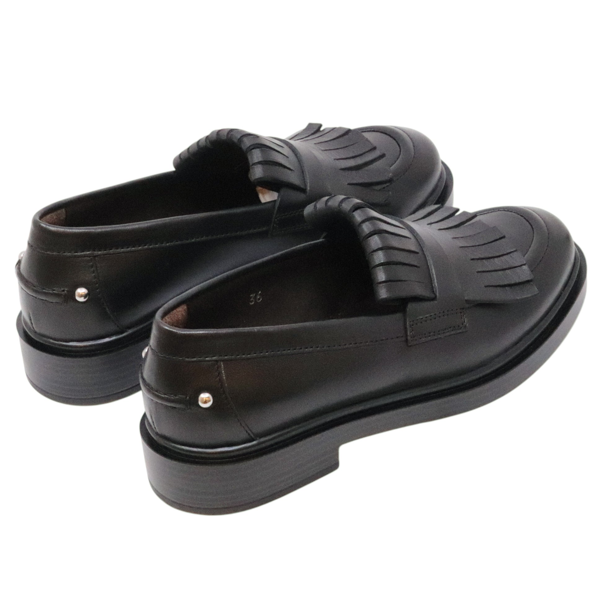 Triver Flight 709-33 Glove Nero mocassino donna in pelle nera con frange 