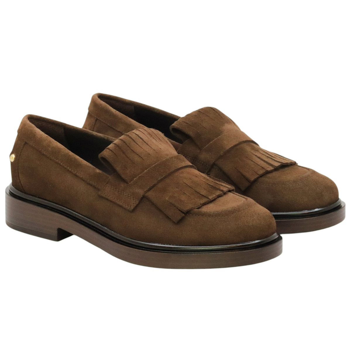 Triver Flight 709-33 Peach Sandalo mocassino donna in camoscio marrone con frange 