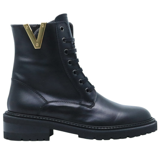 Via Roma 15 3422 stivaletto donna in pelle nera con V oro laterale 