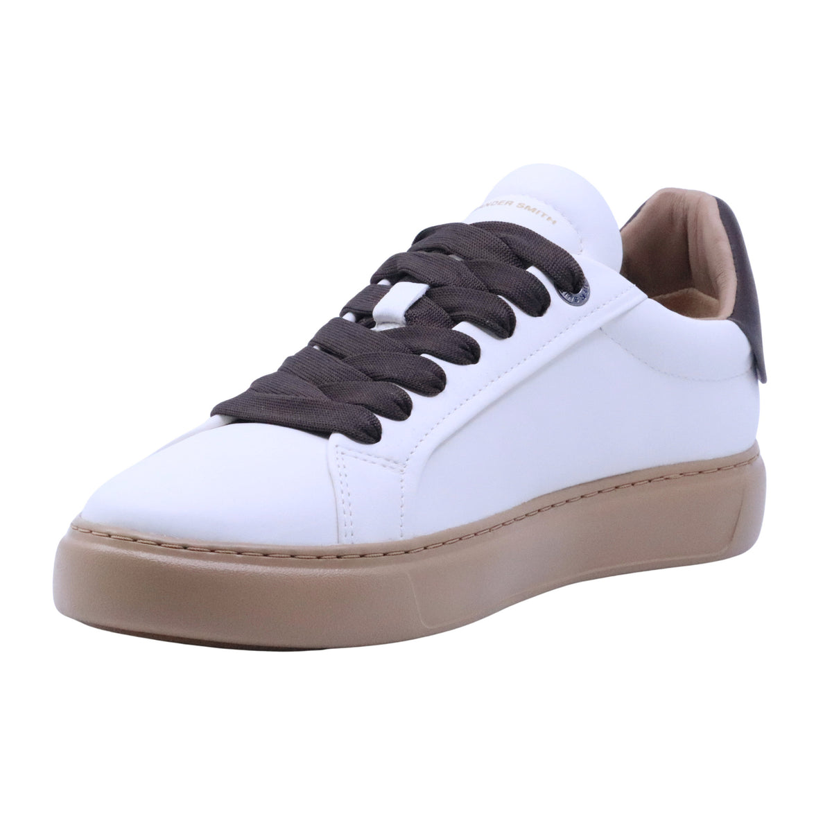Alexander Smith Soho Uomo sneaker in pelle bianca con tallone marrone e suola miele 