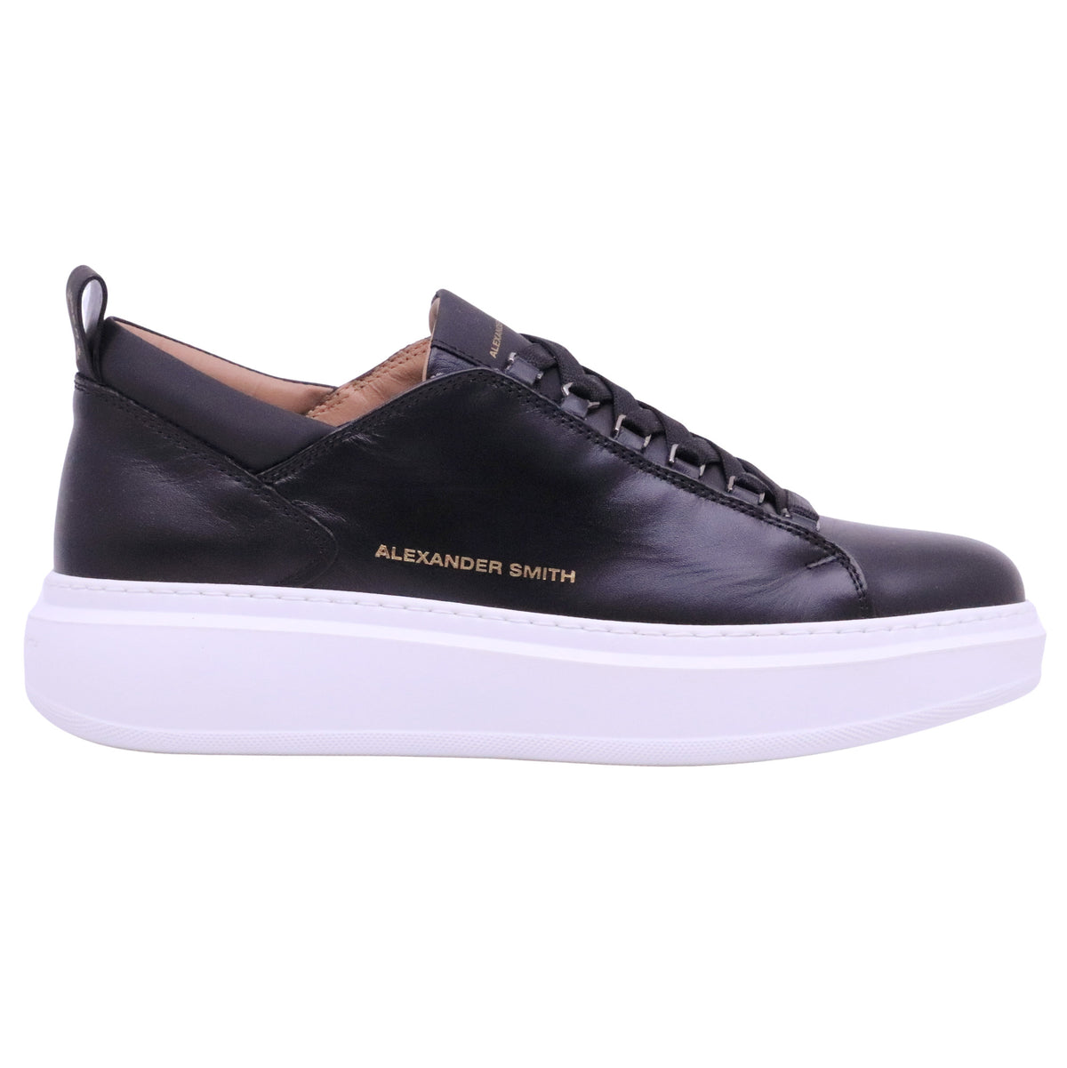Alexander Smith Wembley 2264 sneakers uomo in pelle nera con suola platform bianca 