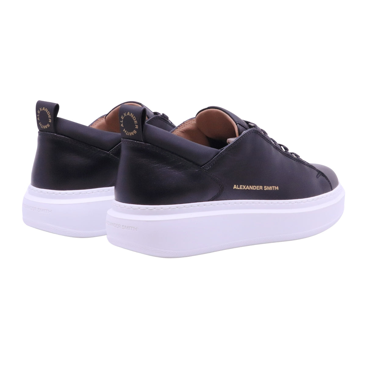 Alexander Smith Wembley 2264 sneakers uomo in pelle nera con suola platform bianca 