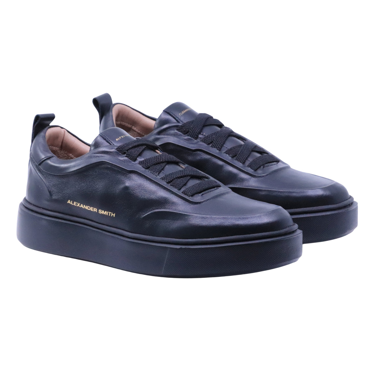 Alexander Smith York Man Black sneaker uomo in pelle nera con suola nera 