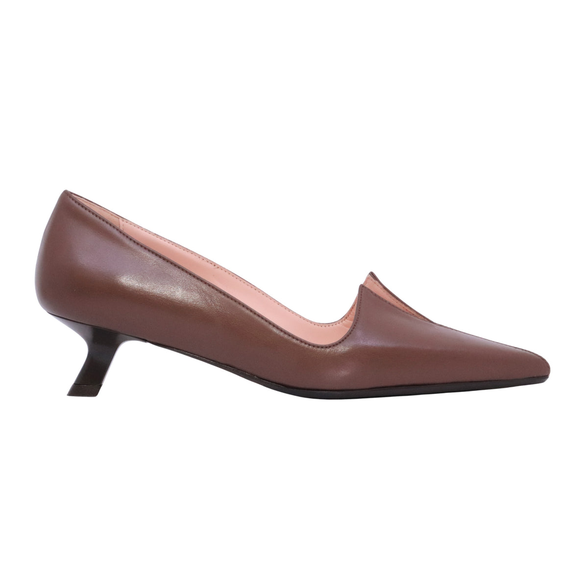 Anna F. 1973 Natur Caffè décolleté donna in pelle marrone Made in Italy con tacco kitten 4 cm 