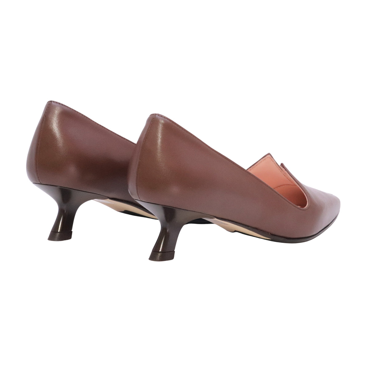 Anna F. 1973 Natur Caffè décolleté donna in pelle marrone Made in Italy con tacco kitten 4 cm 
