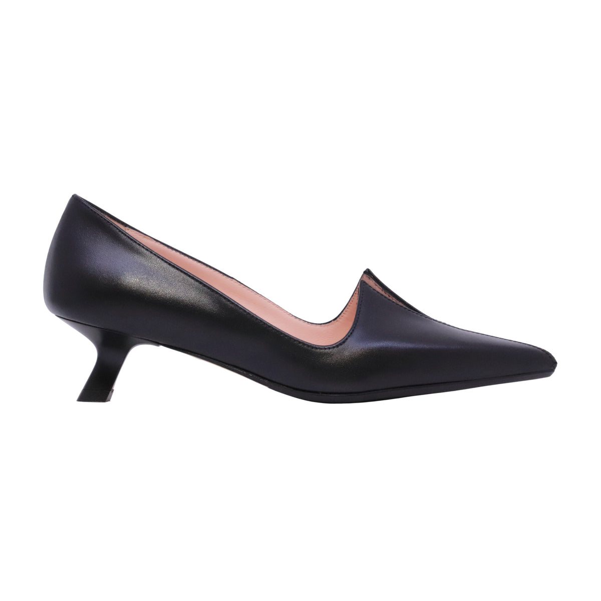 Anna F. 1973 Natur Nero décolleté donna in pelle nera Made in Italy con tacco kitten 4 cm 