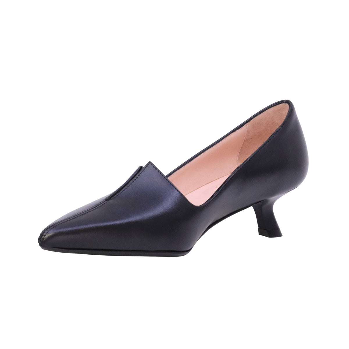 Anna F. 1973 Natur Nero décolleté donna in pelle nera Made in Italy con tacco kitten 4 cm 