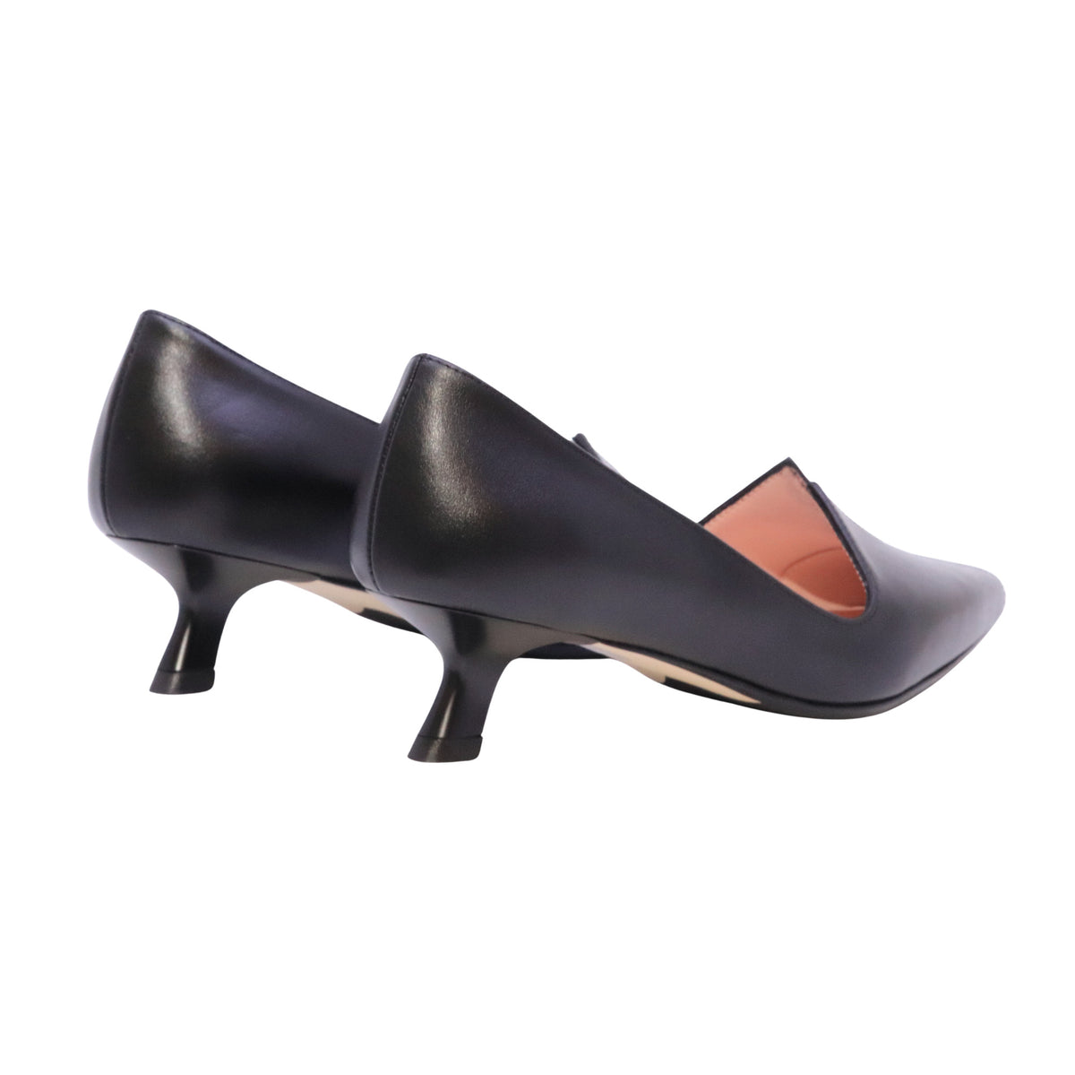 Anna F. 1973 Natur Nero décolleté donna in pelle nera Made in Italy con tacco kitten 4 cm 