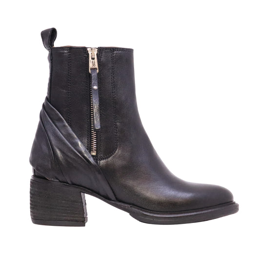 A.S.98 Lark C45201 Nero stivaletto donna in pelle nera con tacco 