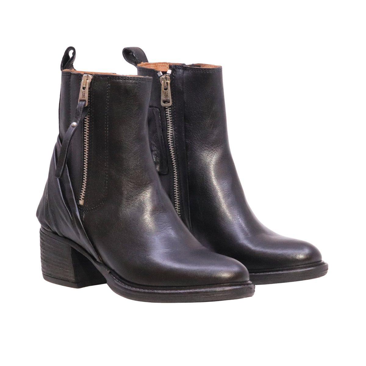 A.S.98 Lark C45201 Nero stivaletto donna in pelle nera con tacco 
