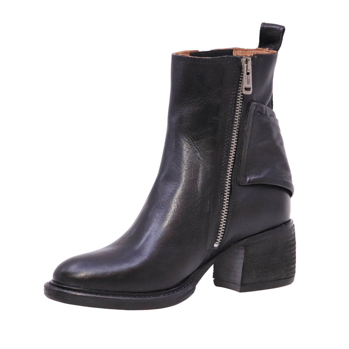 A.S.98 Lark C45201 Nero stivaletto donna in pelle nera con tacco 