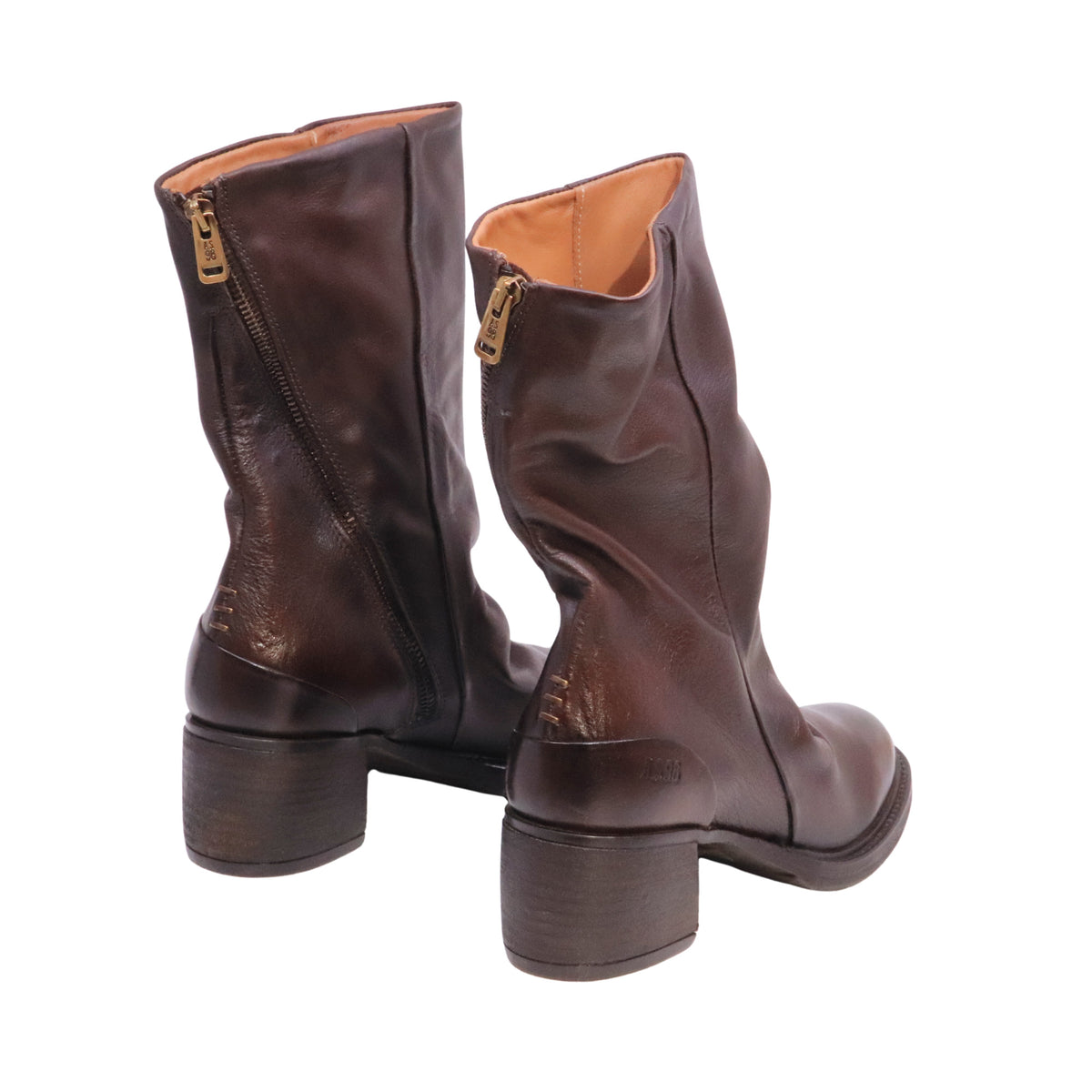 A.S.98 C45204 Ebano stivaletto donna in pelle marrone con tacco 