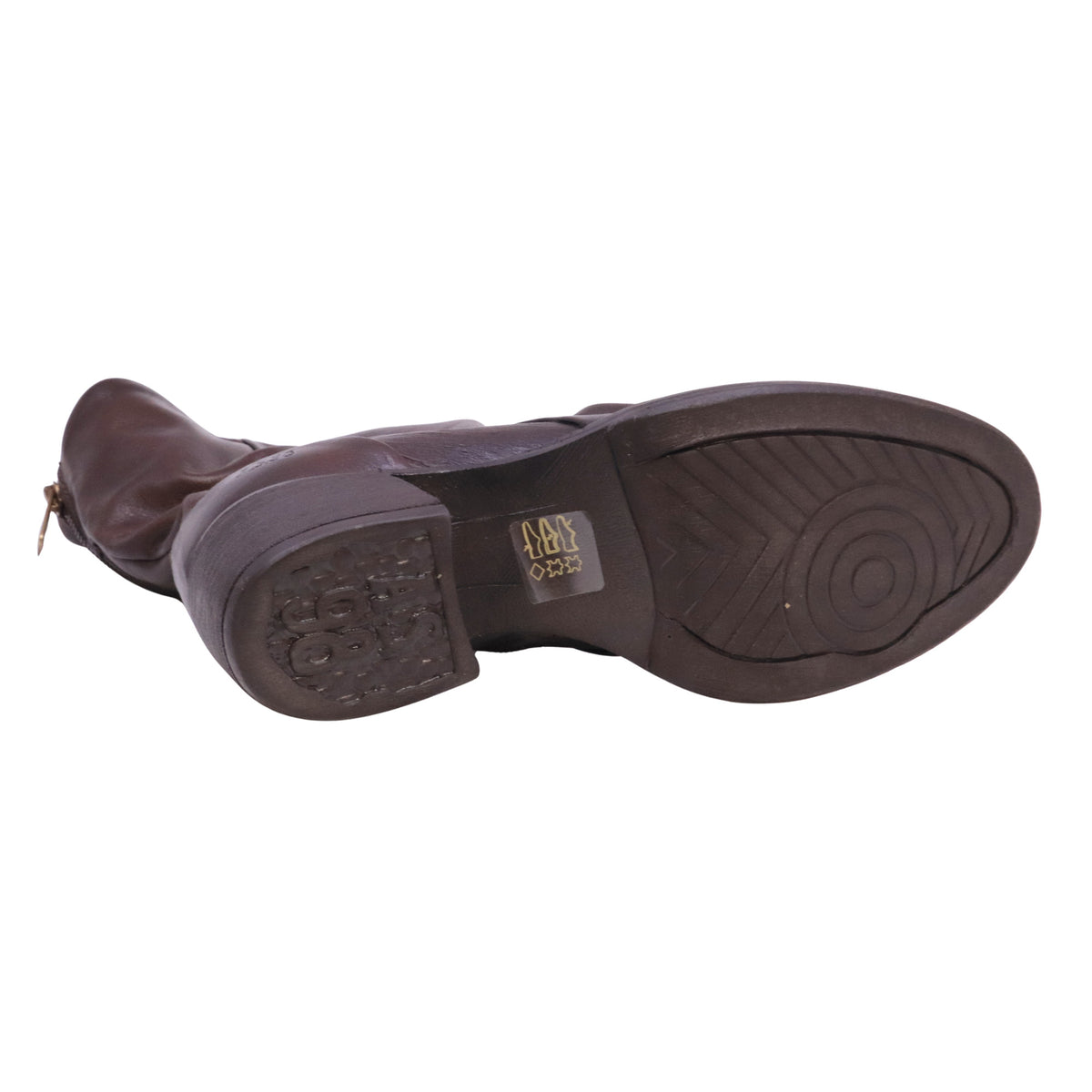 A.S.98 C45204 Ebano stivaletto donna in pelle marrone con tacco 