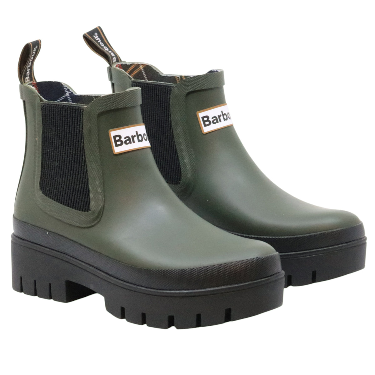 Barbour Halton LRF0100 Olive-Black tronchetto Chelsea donna in gomma verde oliva 