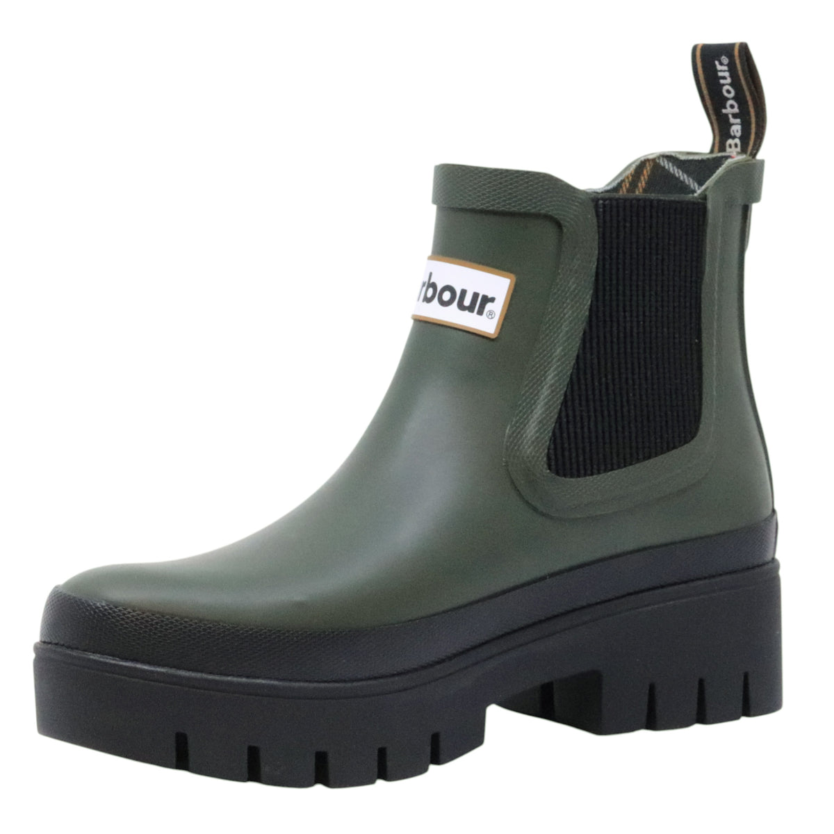 Barbour Halton LRF0100 Olive-Black tronchetto Chelsea donna in gomma verde oliva 