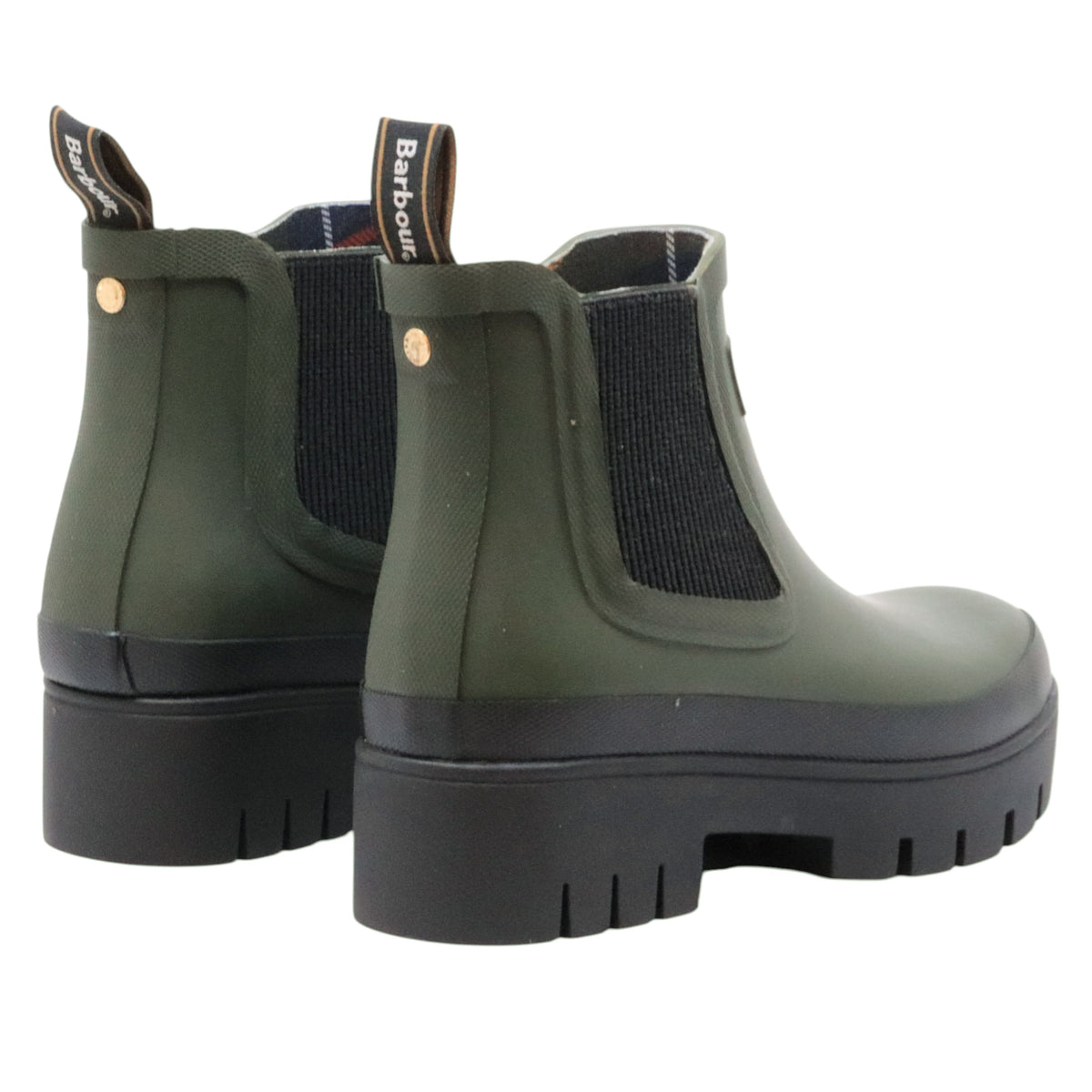 Barbour Halton LRF0100 Olive-Black tronchetto Chelsea donna in gomma verde oliva 