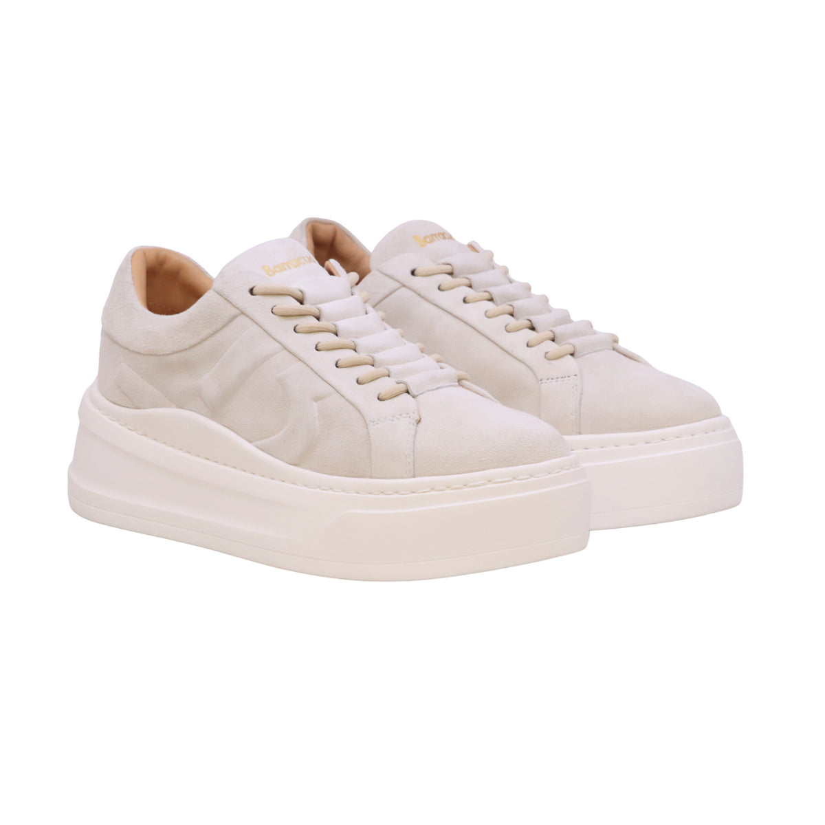 Barracuda Mary Lou BD1625A V2974 sneaker donna in camoscio bianco marmo con platform 