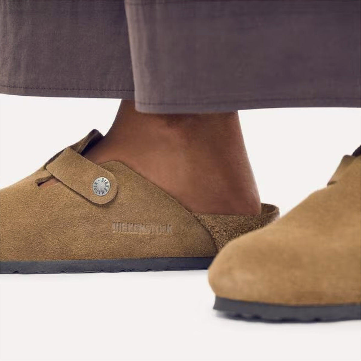 Birkenstock Boston 1032795 sabot unisex in pelle scamosciata Dark Tea 