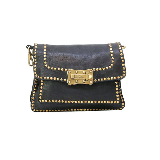 Campomaggi Agnese C016500 borsa donna in pelle nera con borchie e tracolla 