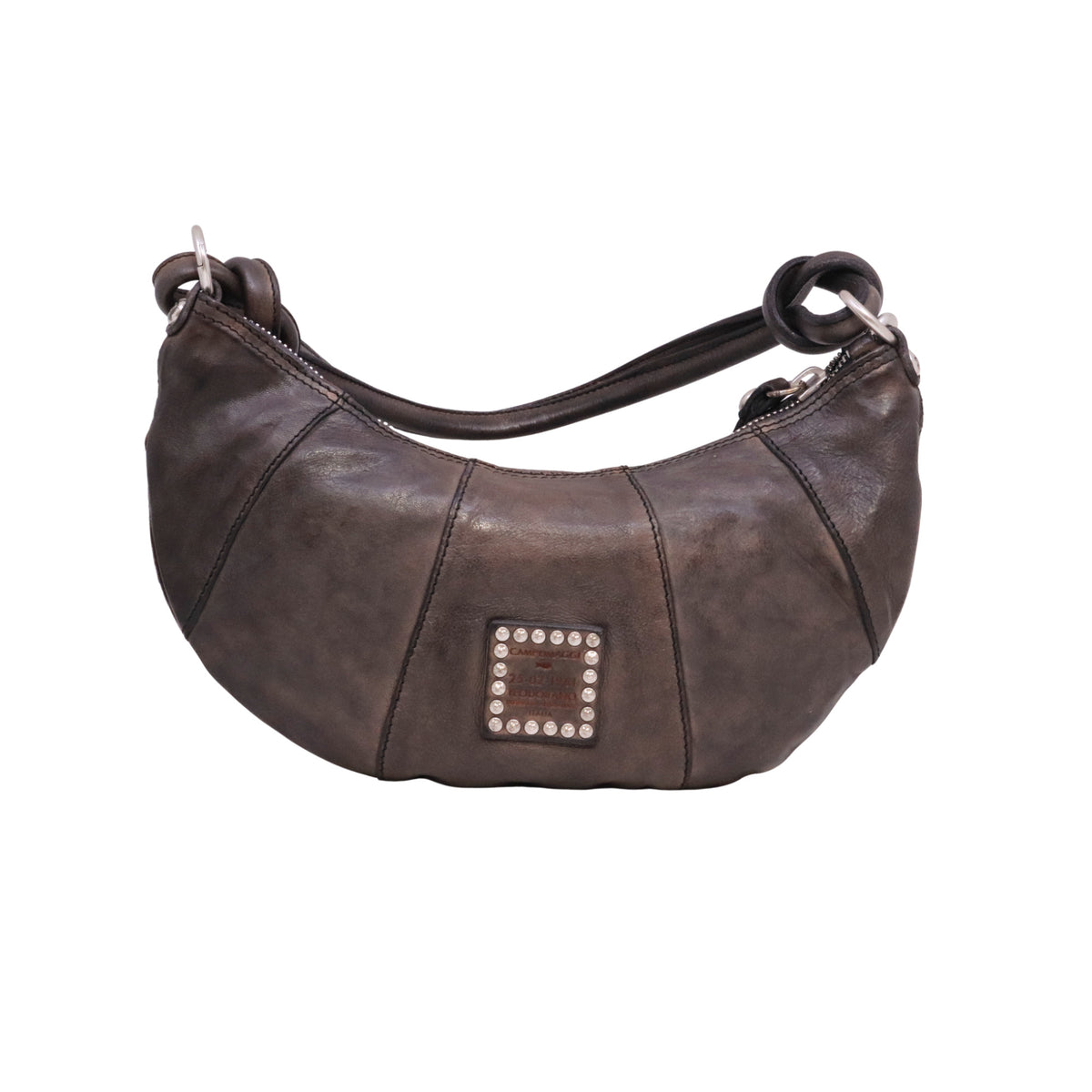 Campomaggi Sole C045570ND borsa monospalla donna in pelle grigia e cavallino Made in Italy 