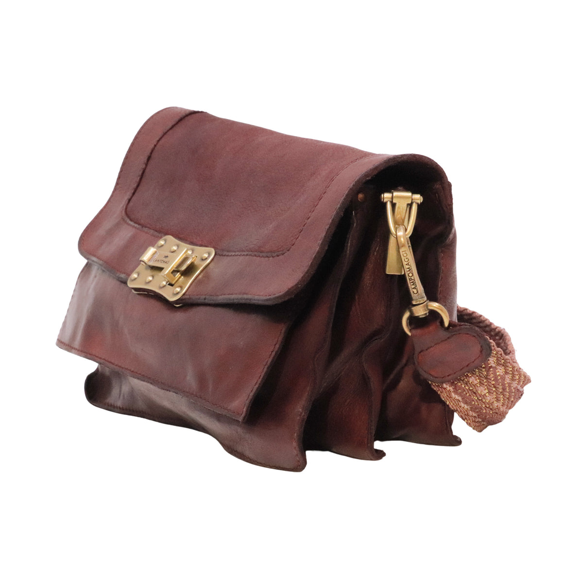 Campomaggi Agnese C045680ND borsa a spalla e tracolla in pelle vinaccia Made in Italy 