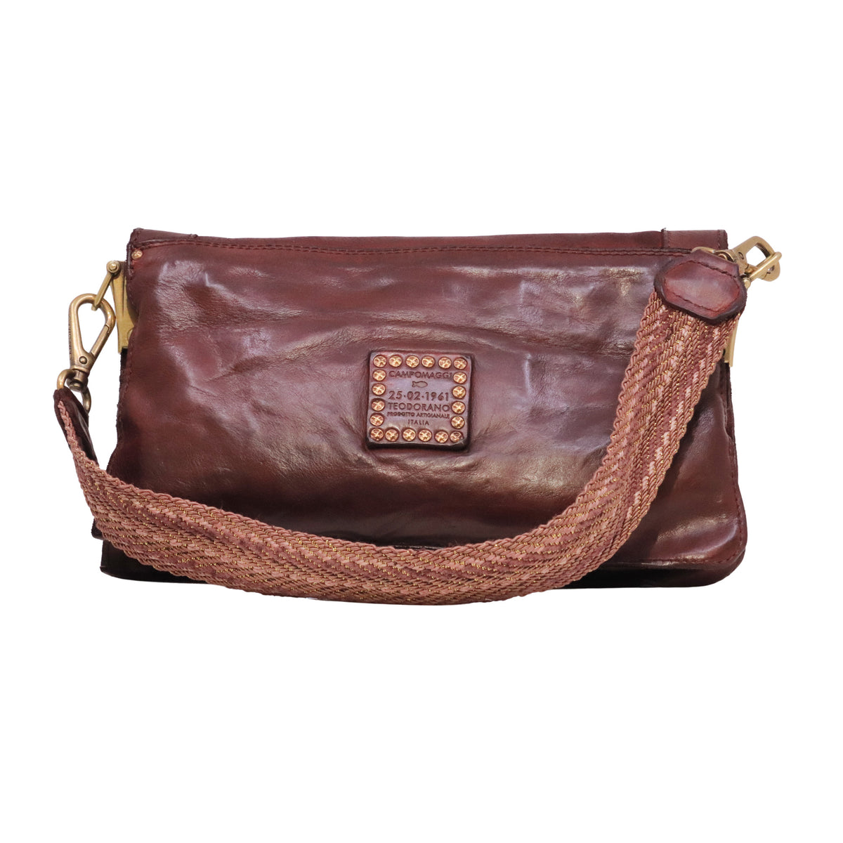 Campomaggi Agnese C045680ND borsa a spalla e tracolla in pelle vinaccia Made in Italy 