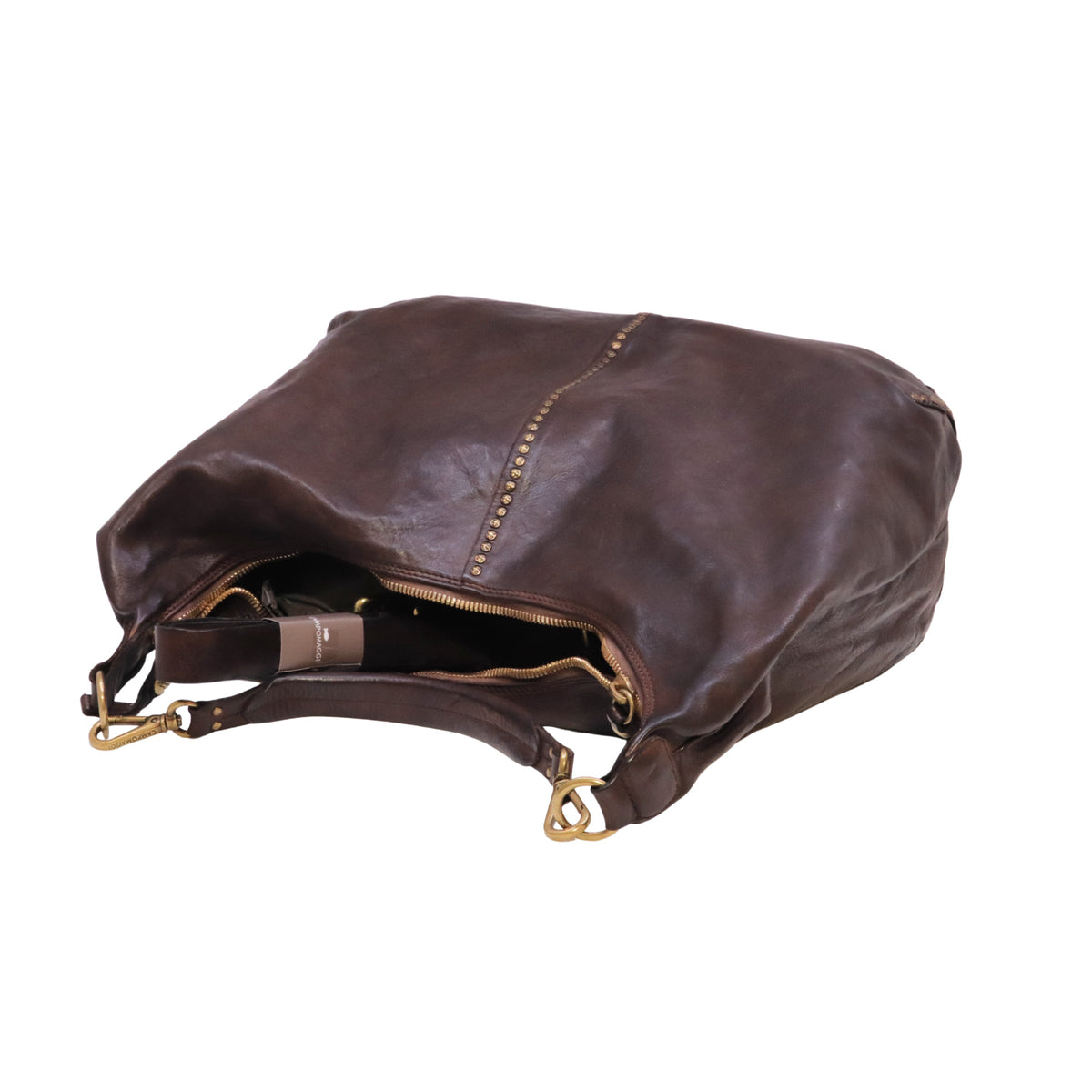 Campomaggi Wanda Kura C045720ND borsa a spalla donna in pelle testa di moro con borchie Made in Italy 