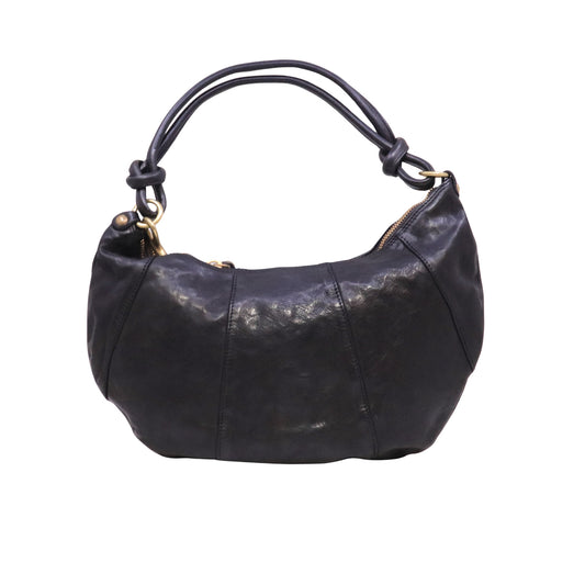 Campomaggi Sole C045930 borsa monospalla grande in pelle nera con borchie 