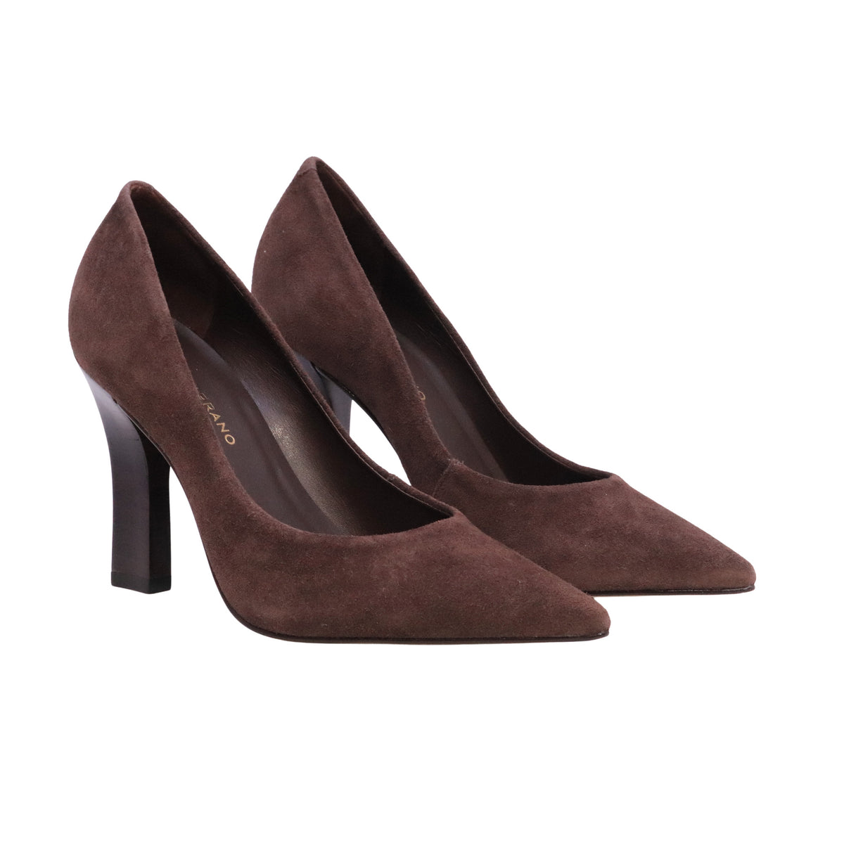 Carrano 1031001 Suede Ganache décolleté donna in camoscio marrone con tacco 10 cm<BR/> 