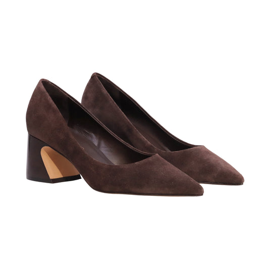 Carrano 721001 Suede Ganache décolleté donna in camoscio marrone con tacco largo 6 cm