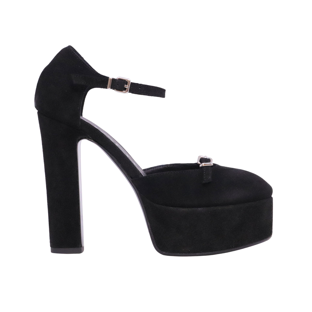 Chantal 3306 Crosta Nero décolleté platform donna in camoscio nero 