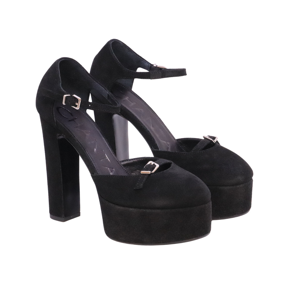 Chantal 3306 Crosta Nero décolleté platform donna in camoscio nero 