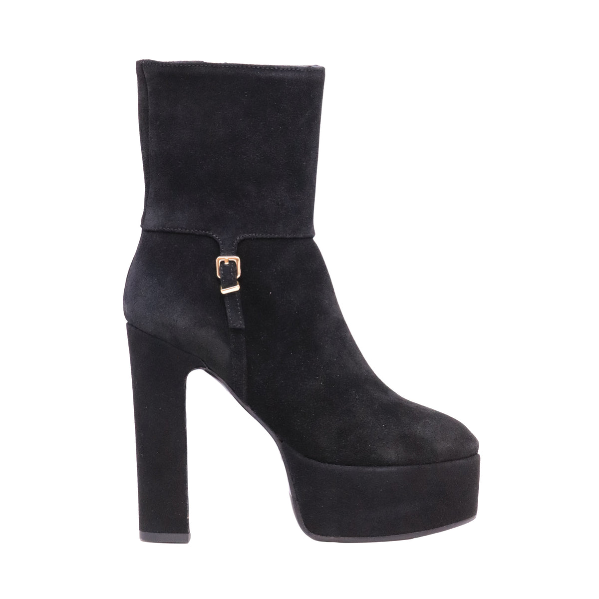 Chantal 3309 Crosta Nero stivaletto platform donna in camoscio nero 