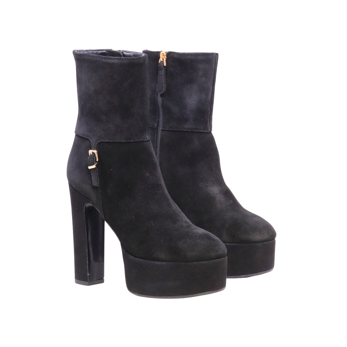 Chantal 3309 Crosta Nero stivaletto platform donna in camoscio nero 