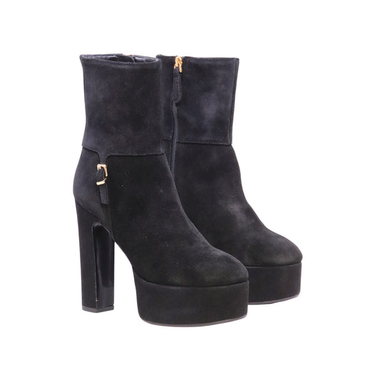 Chantal 3309 Crosta Nero stivaletto platform donna in camoscio nero 