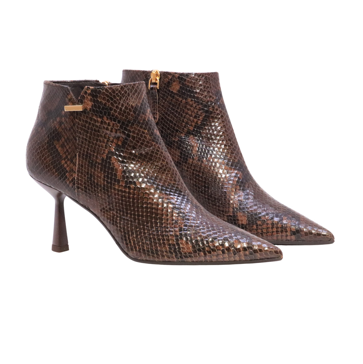 Chantal 3340 tronchetto donna in pelle stampa pitone marrone con tacco 8 cm 