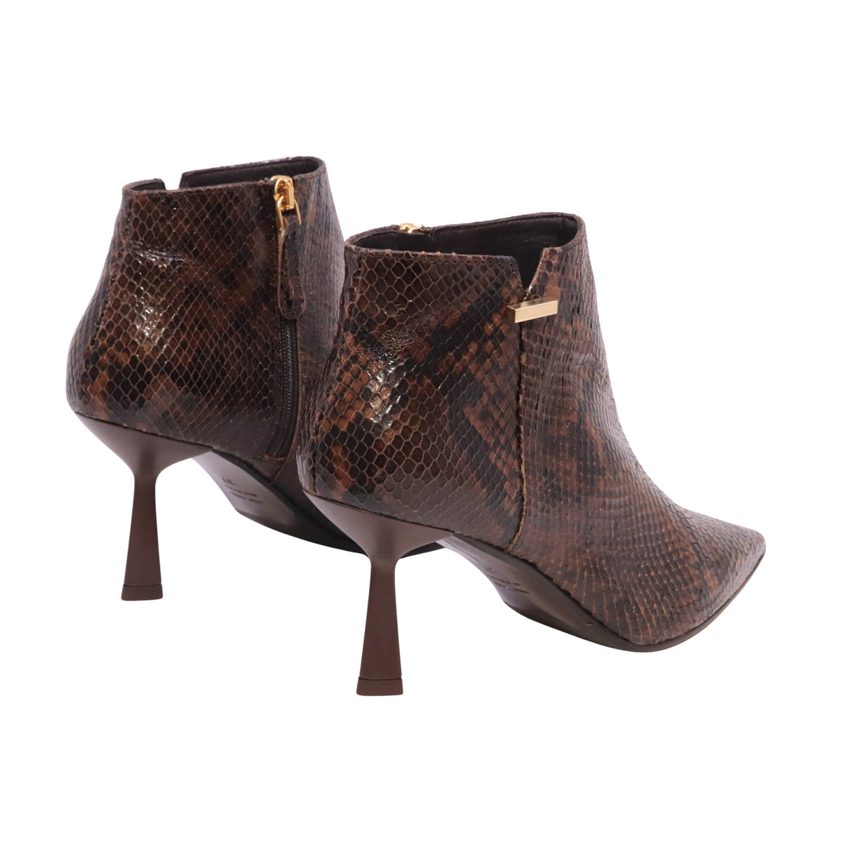 Chantal 3340 tronchetto donna in pelle stampa pitone marrone con tacco 8 cm 