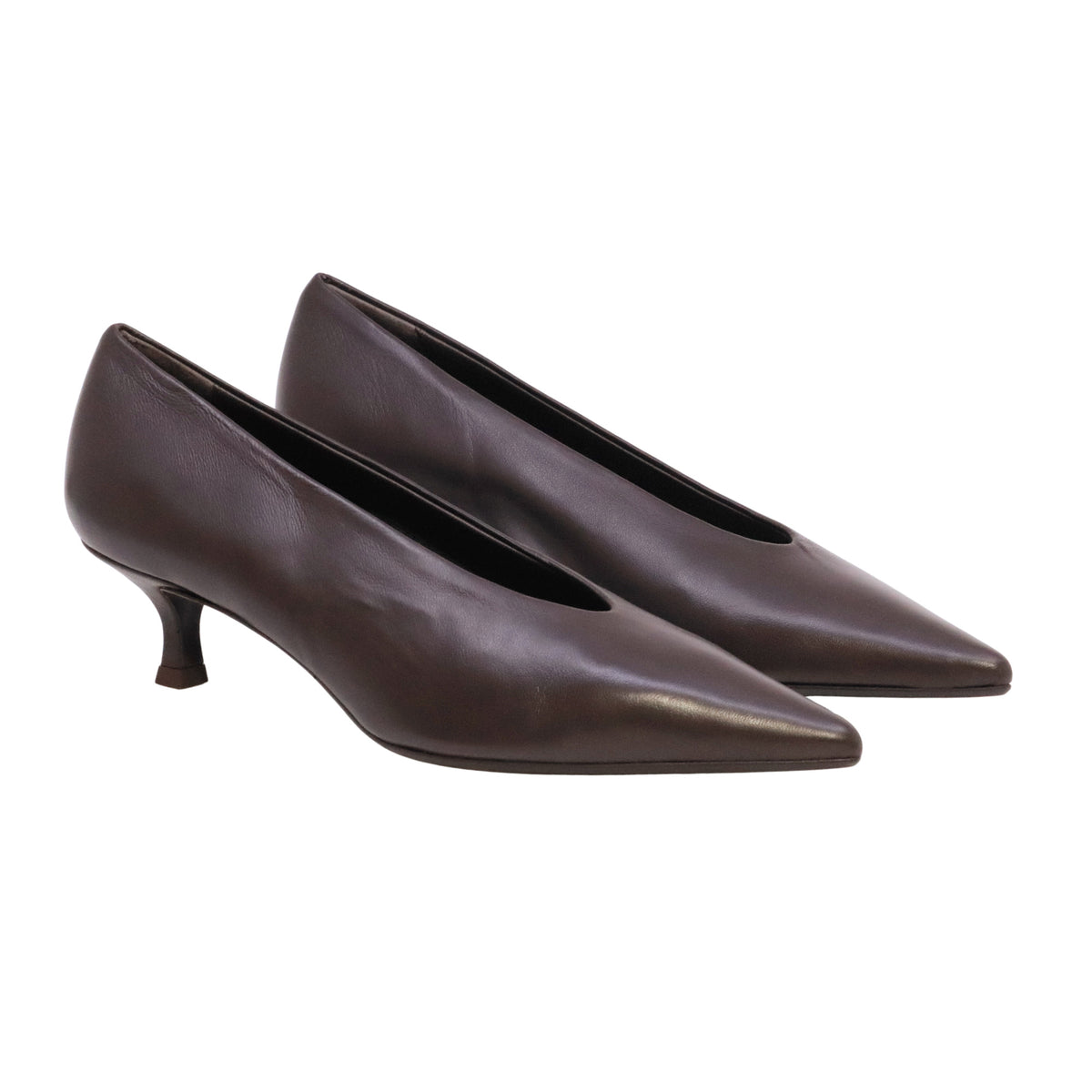 Chantal 3353 Nappa Moro décolleté donna in pelle marrone scuro con tacco 4,5 cm 