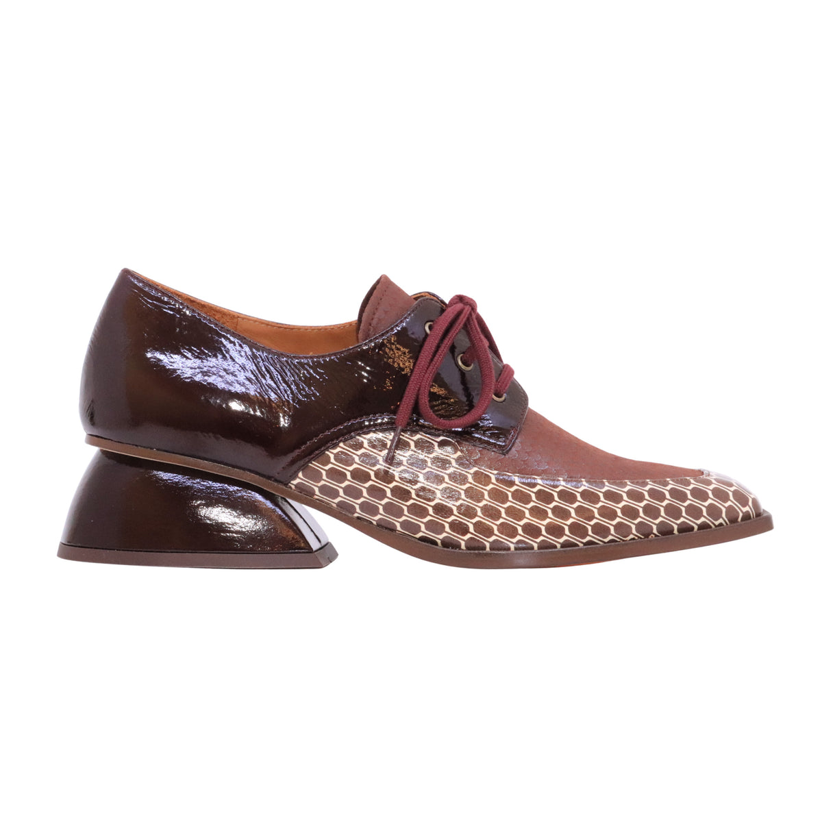 Chie Mihara Caligo Multi scarpa donna con lacci in pelle multicolor marrone e bordeaux 