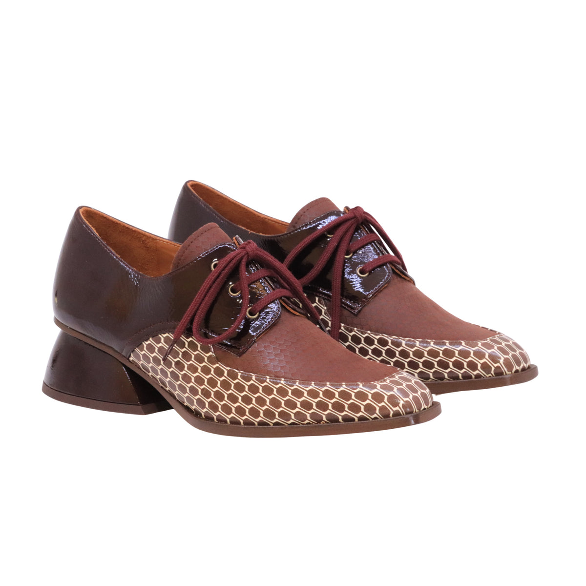 Chie Mihara Caligo Multi scarpa donna con lacci in pelle multicolor marrone e bordeaux 